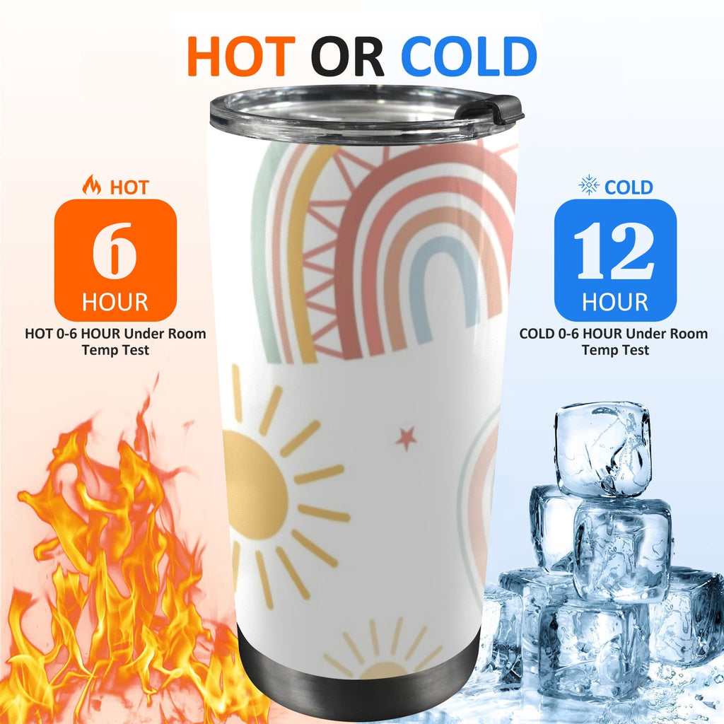 Pastel Rainbows - 20oz Mobile Tumbler with Lid (Black Lock) 20oz Travel Mug Printed Offshore