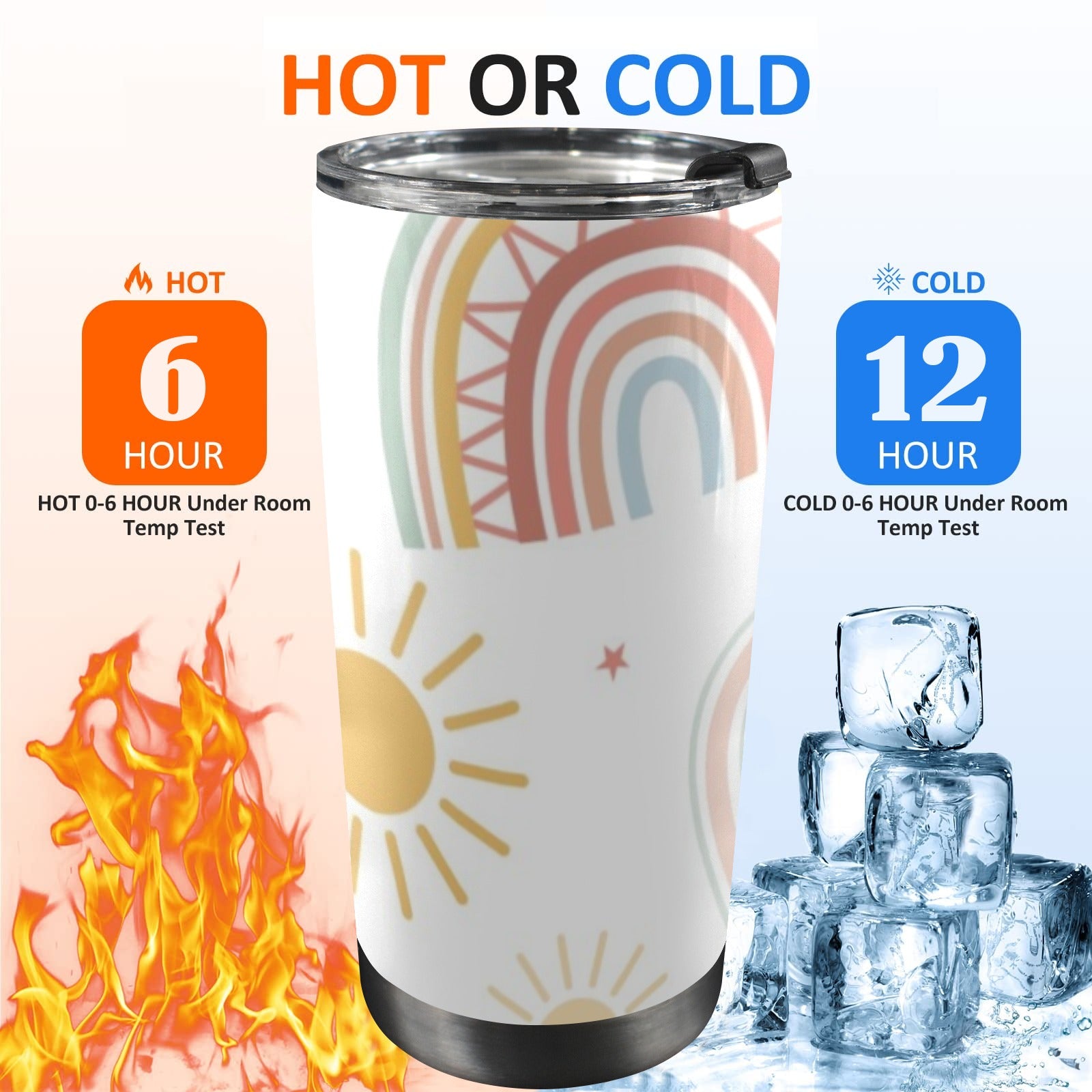 Pastel Rainbows - 20oz Mobile Tumbler with Lid (Black Lock) 20oz Travel Mug Printed Offshore