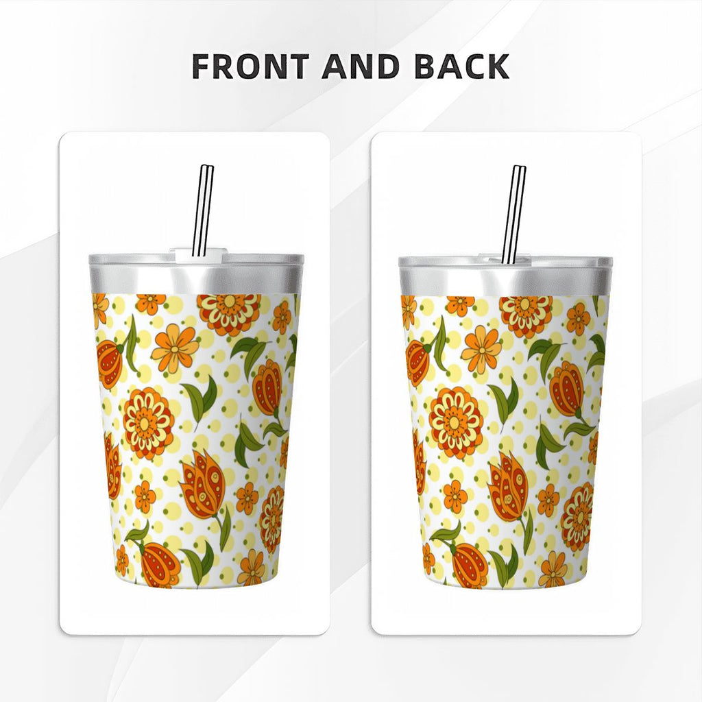 Graphic Floral Small Stainless Steel Travel Mug Cup 12oz/350ml Small Travel Mug Plants Printed Offshore