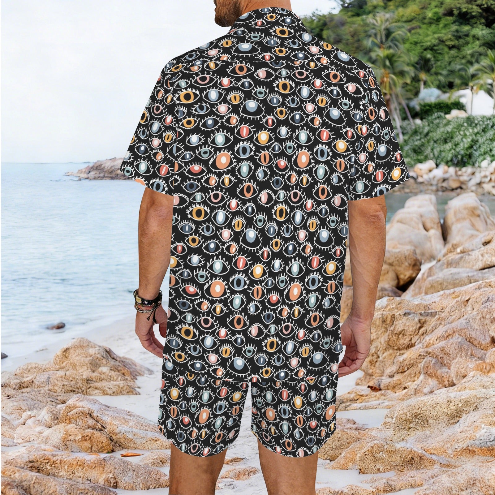 Eyes On Black Men's Hawaiian Shirt & Shorts Set Men's Hawaiian Shirt & Shorts Set Printed Offshore