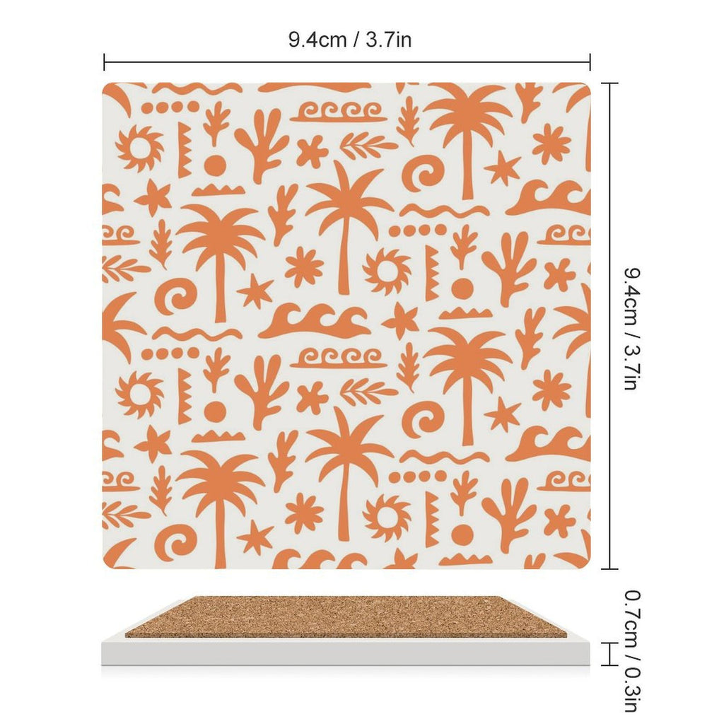 Orange Surf Ceramic Coasters (Square) Ceramic Coasters Printed Offshore Surf