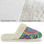 Paisley Women's Fur Trim Thick-Sole Indoor Slippers Women's Fur Trimmed Slippers Printed Offshore