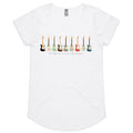 Guitars In Every Colour - Womens Scoop Neck T-Shirt White Womens Scoop Neck T-shirt Music Printed In Australia