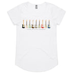 Guitars In Every Colour - Womens Scoop Neck T-Shirt White Womens Scoop Neck T-shirt Music Printed In Australia