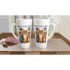 Where Is My Coffee, Cranky Cats - White Latte 17oz Ceramic Mug Latte Mug animal Coffee Globally Fulfilled