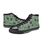 Stripy Leaves Men's High Top Canvas Shoes Men's Classic High Top Canvas Shoes Plants Printed Offshore