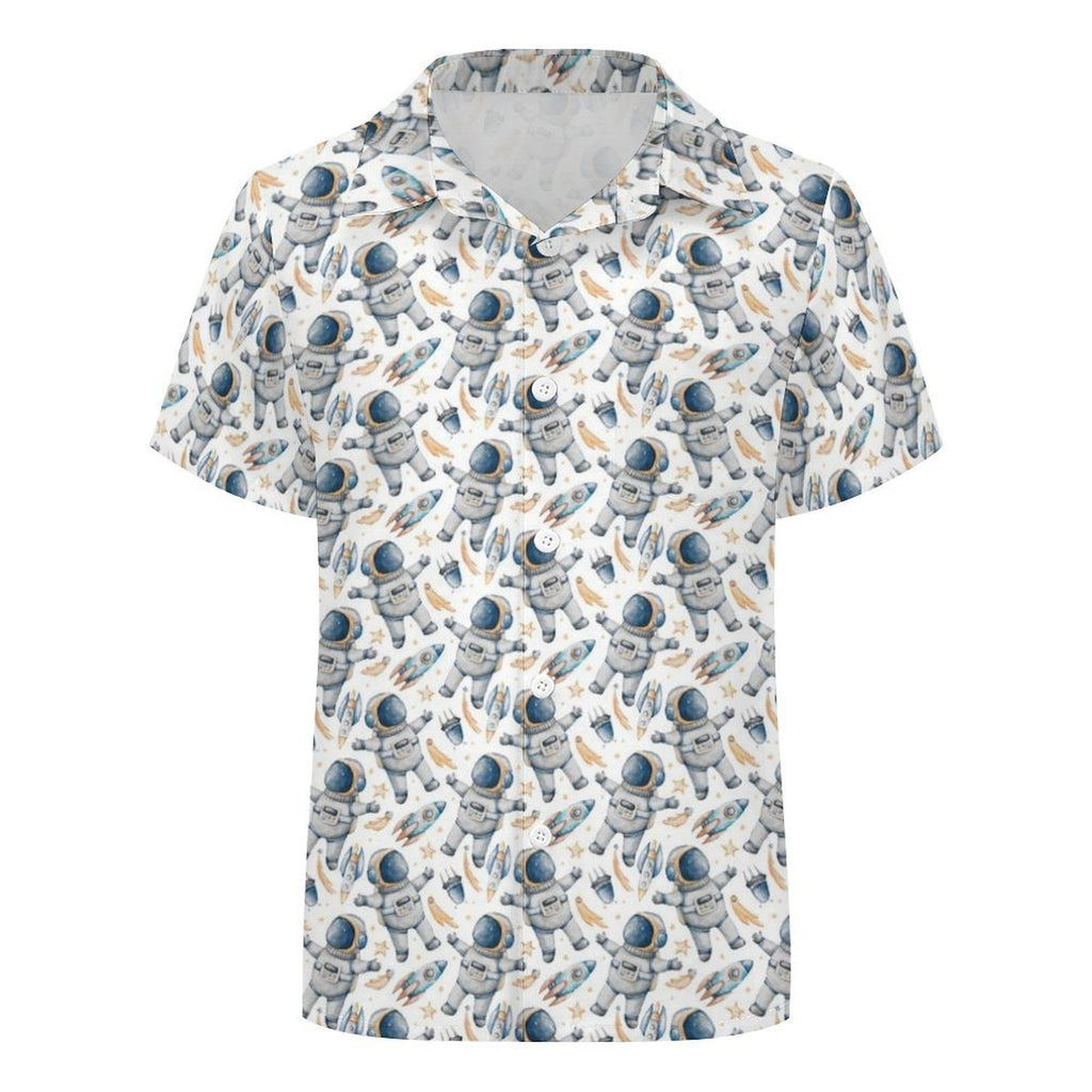 Astronauts And UFO's Kids Cotton Short Sleeve Shirt