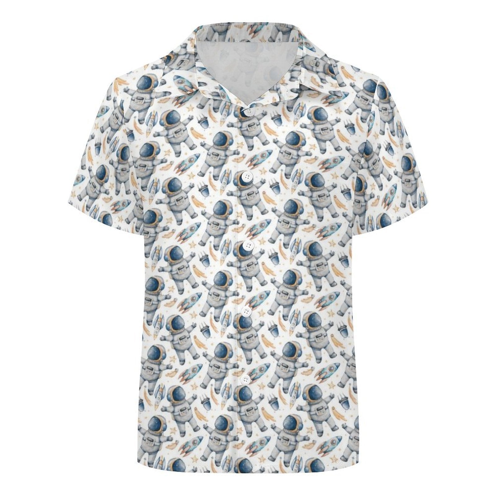 Astronauts And UFO's Kids Cotton Short Sleeve Shirt