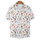Birds Of A Feather Women's Short-Sleeve Button Up Shirt Women's Short-Sleeve Button Up Shirt animal Birds Printed Offshore