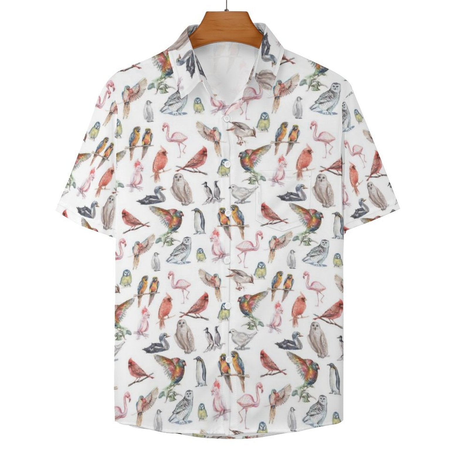 Birds Of A Feather Women's Short-Sleeve Button Up Shirt Women's Short-Sleeve Button Up Shirt animal Birds Printed Offshore