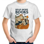 Read More Books, Halloween Ghosts - Kids Youth T-Shirt White Kids Youth T-shirt Halloween Printed In Australia Reading