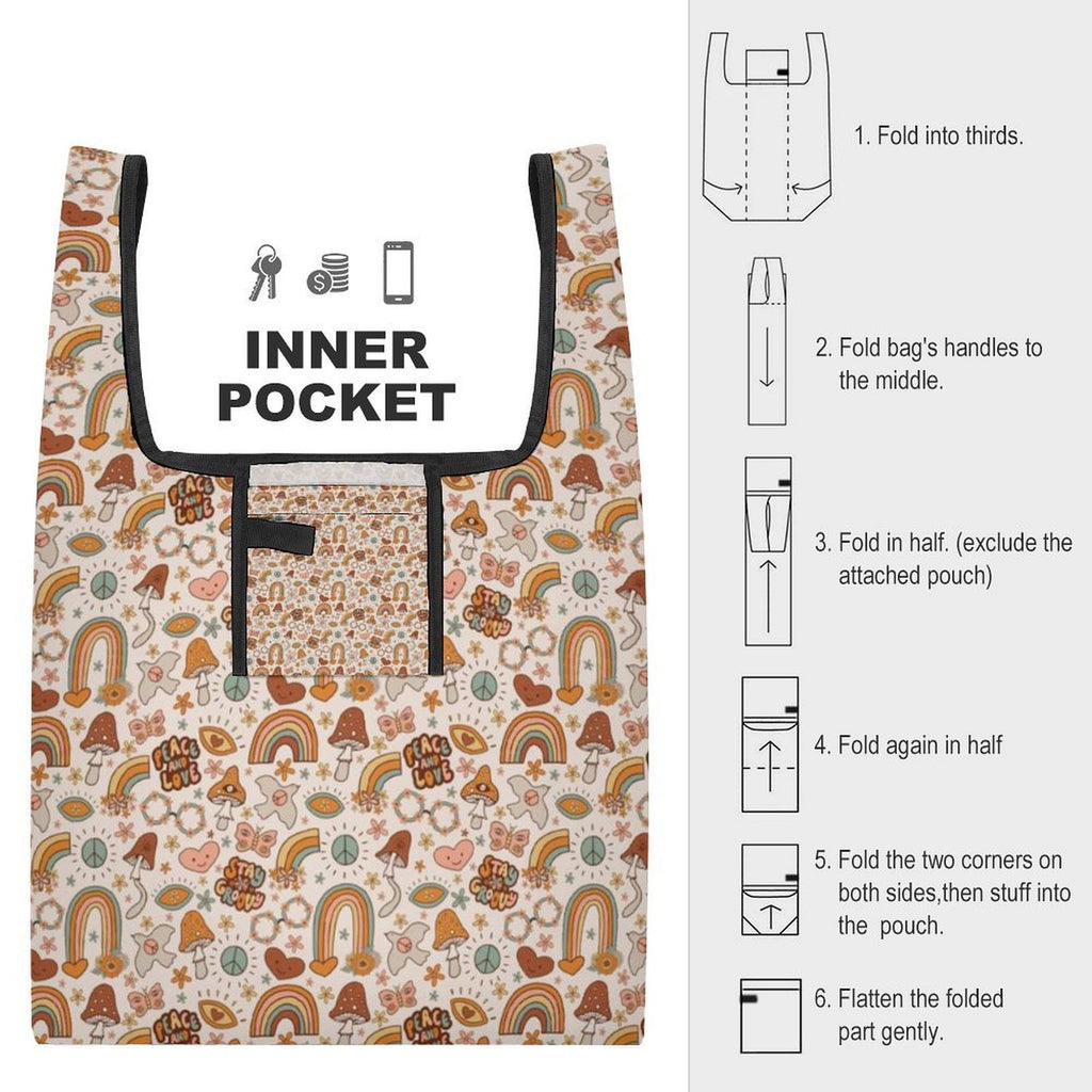 Peace And Love Foldable Shopping Bag