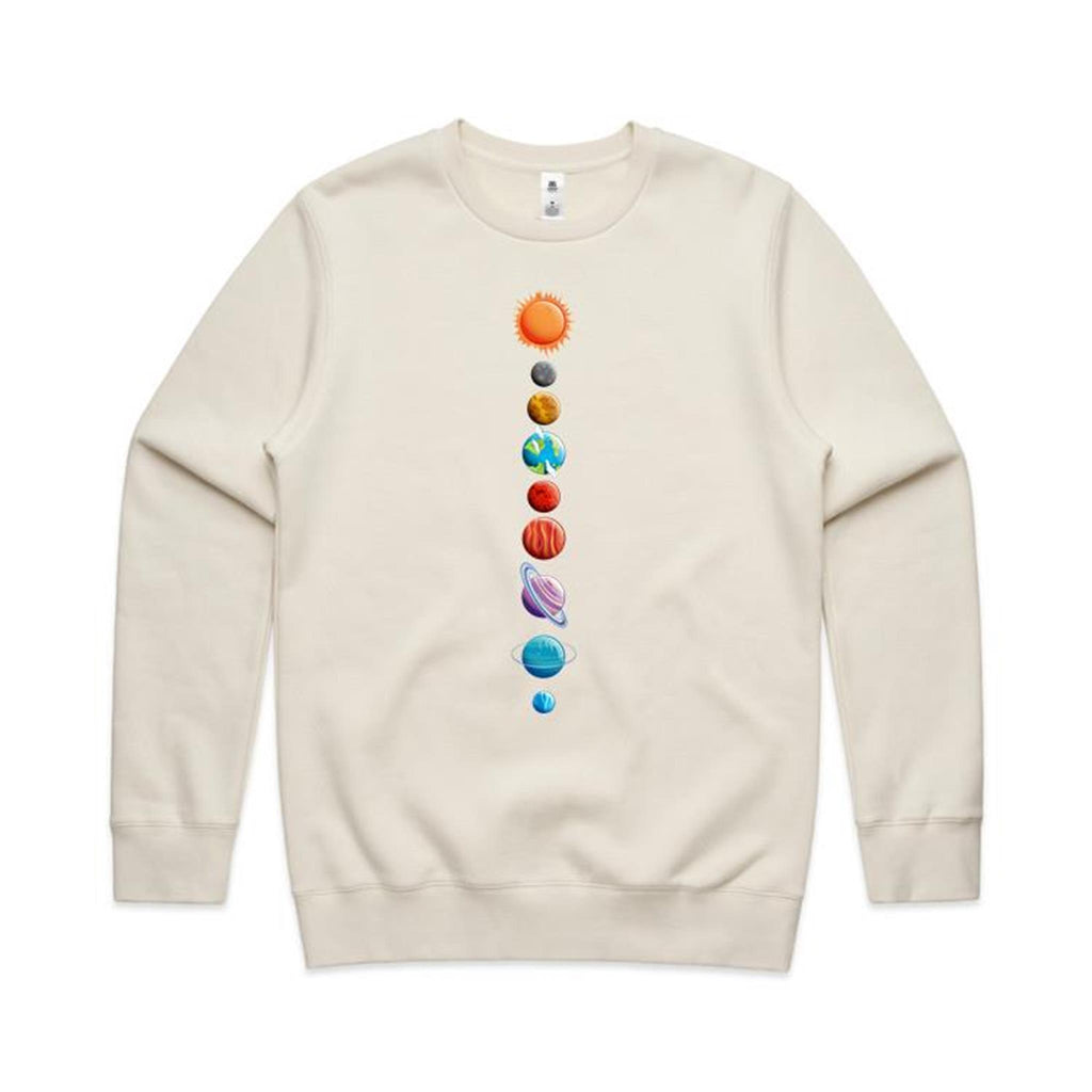 SweatshirtSolar System - AS Colour Stencil Crew Ecru Sweatshirt Printed In Australia Space