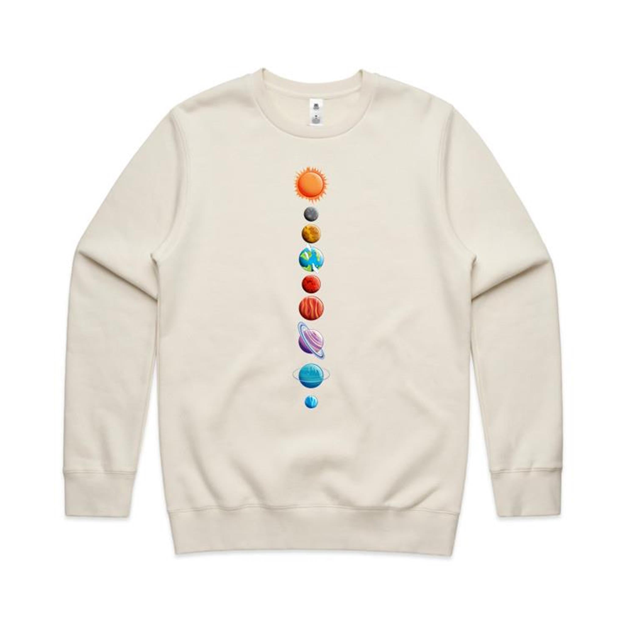 SweatshirtSolar System - AS Colour Stencil Crew Ecru Sweatshirt Printed In Australia Space