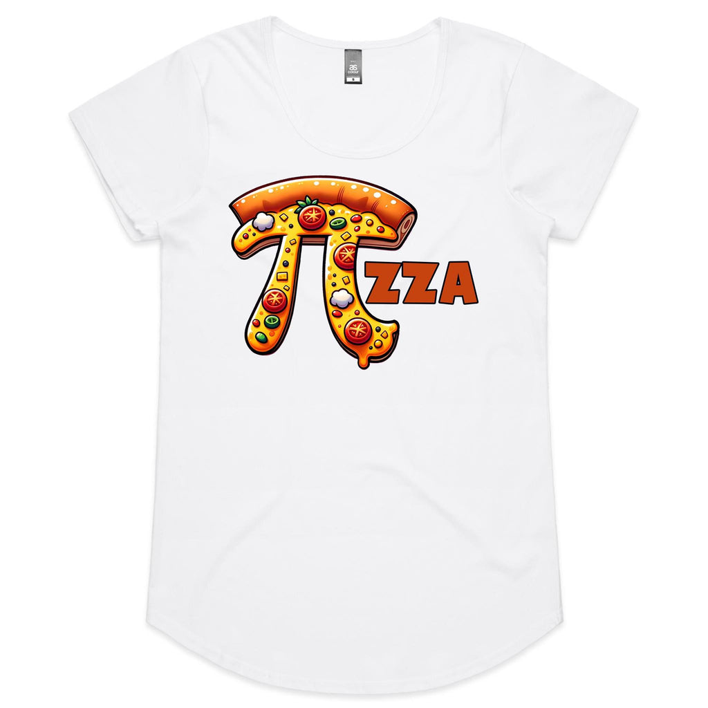 Pi Pizza - Womens Scoop Neck T-Shirt White Womens Scoop Neck T-shirt Food Maths Printed In Australia Science