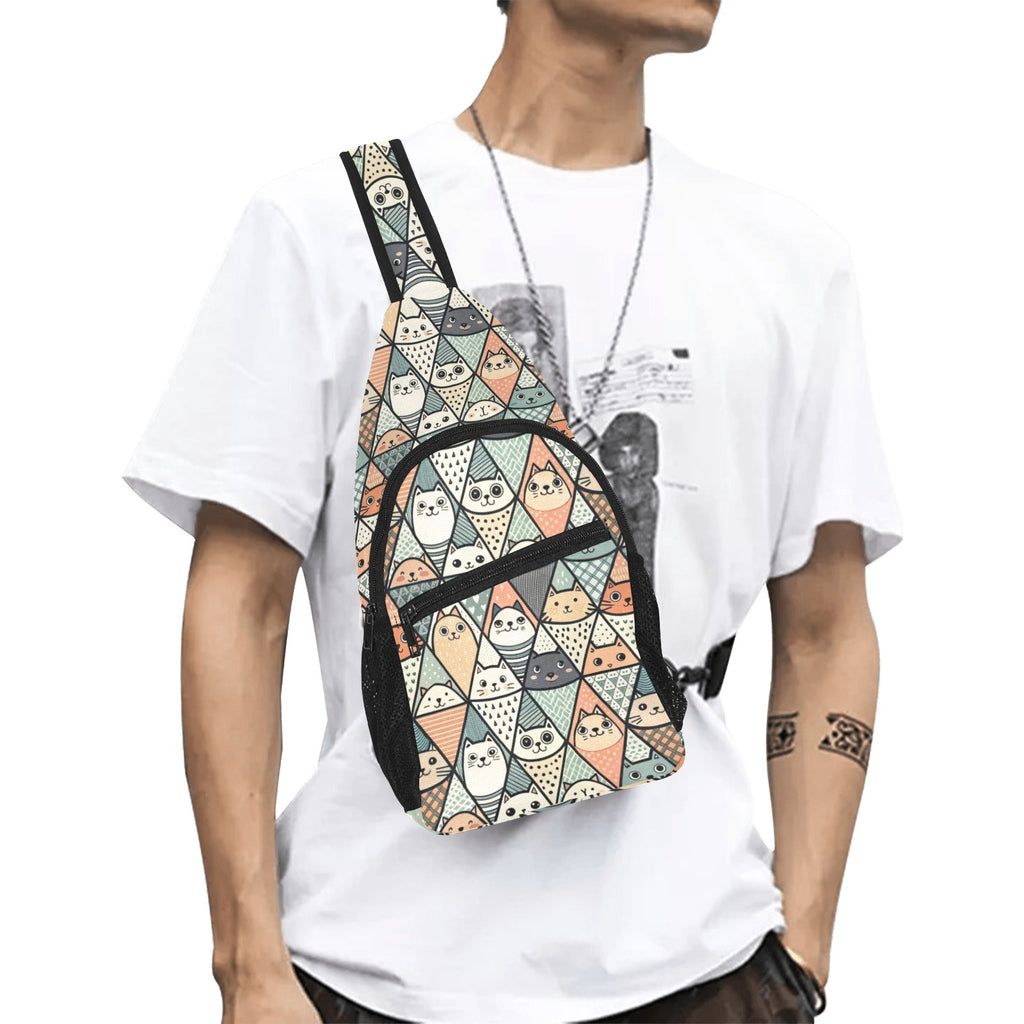 Diamond Cat Pattern Chest Bag One Size Cross Body Chest Bag animal Printed Offshore
