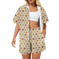 Round Pizzas On White Women's Windbreaker Short Set 2XL Women's Windbreaker Short Set Food Printed Offshore