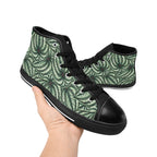 Stripy Leaves Men's High Top Canvas Shoes Men's Classic High Top Canvas Shoes Plants Printed Offshore