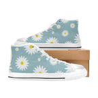 Flowers On Blue - Women's High Top Canvas Shoes