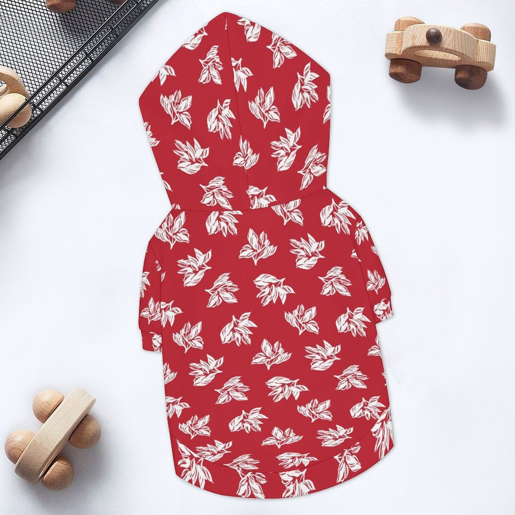 Red Retro Hawaiian Pet Hoodie (Large Size)
