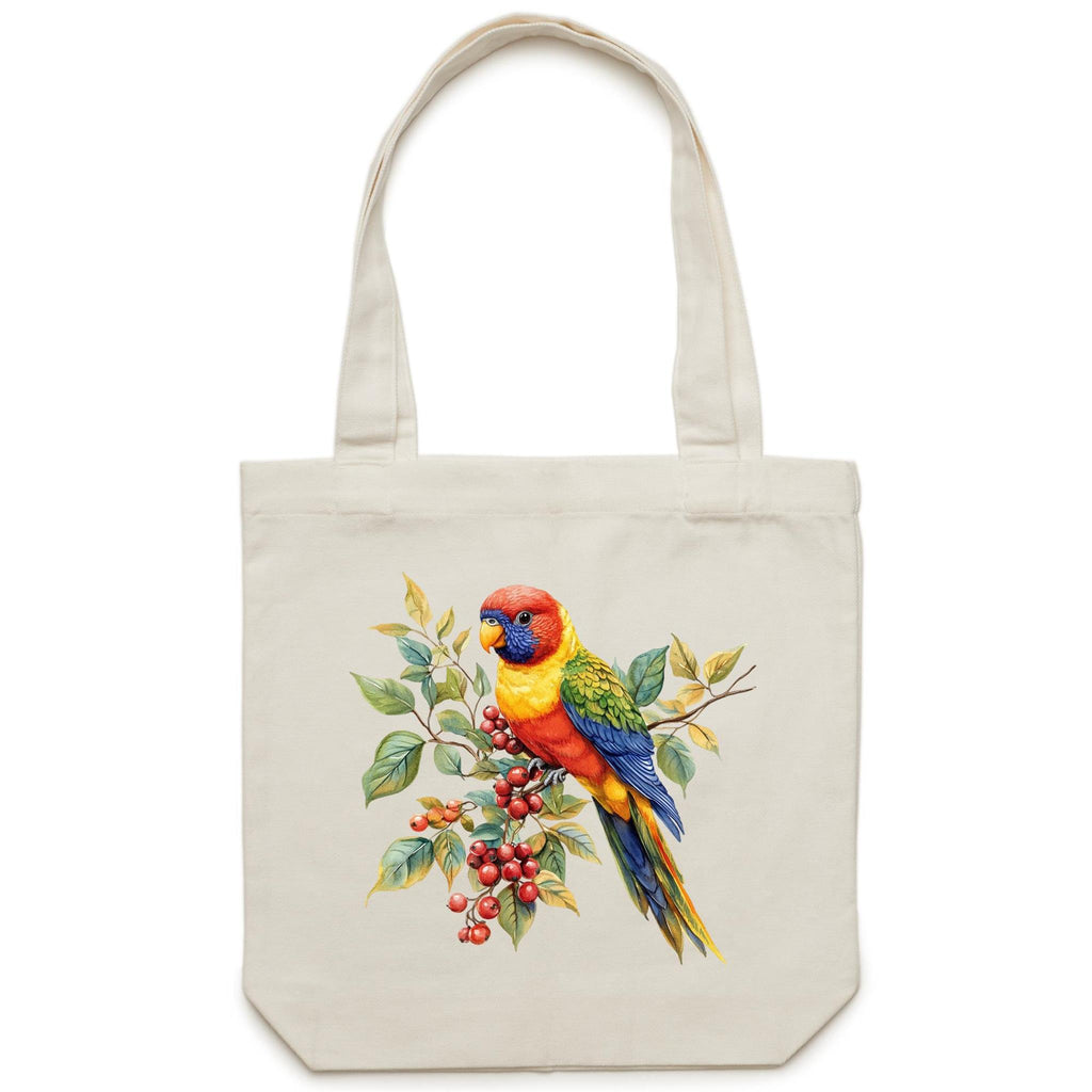 Lorikeet, Australian Birds - Canvas Tote Bag Cream One Size Tote Bag animal Printed In Australia