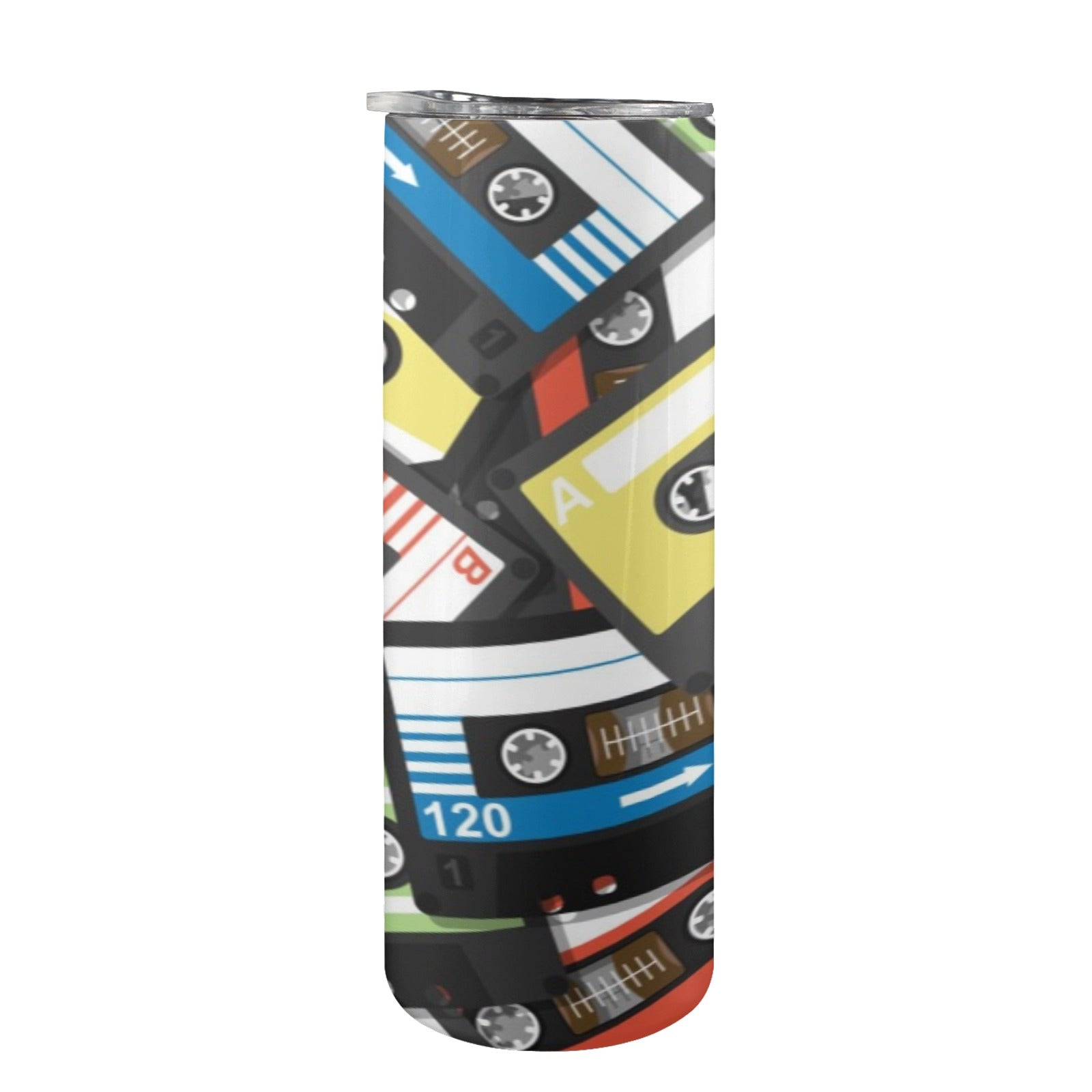 Cassette Tapes 20oz Tall Skinny Tumbler with Lid and Straw