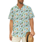 Parrots Men's Short Sleeve Hawaiian Shirt Men's Hawaiian Shirt (New) animal Birds Printed Offshore