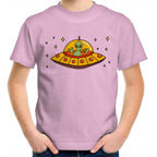 Alien Pizza - Kids Youth T-Shirt Pink Kids Youth T-shirt Food Printed In Australia Sci Fi