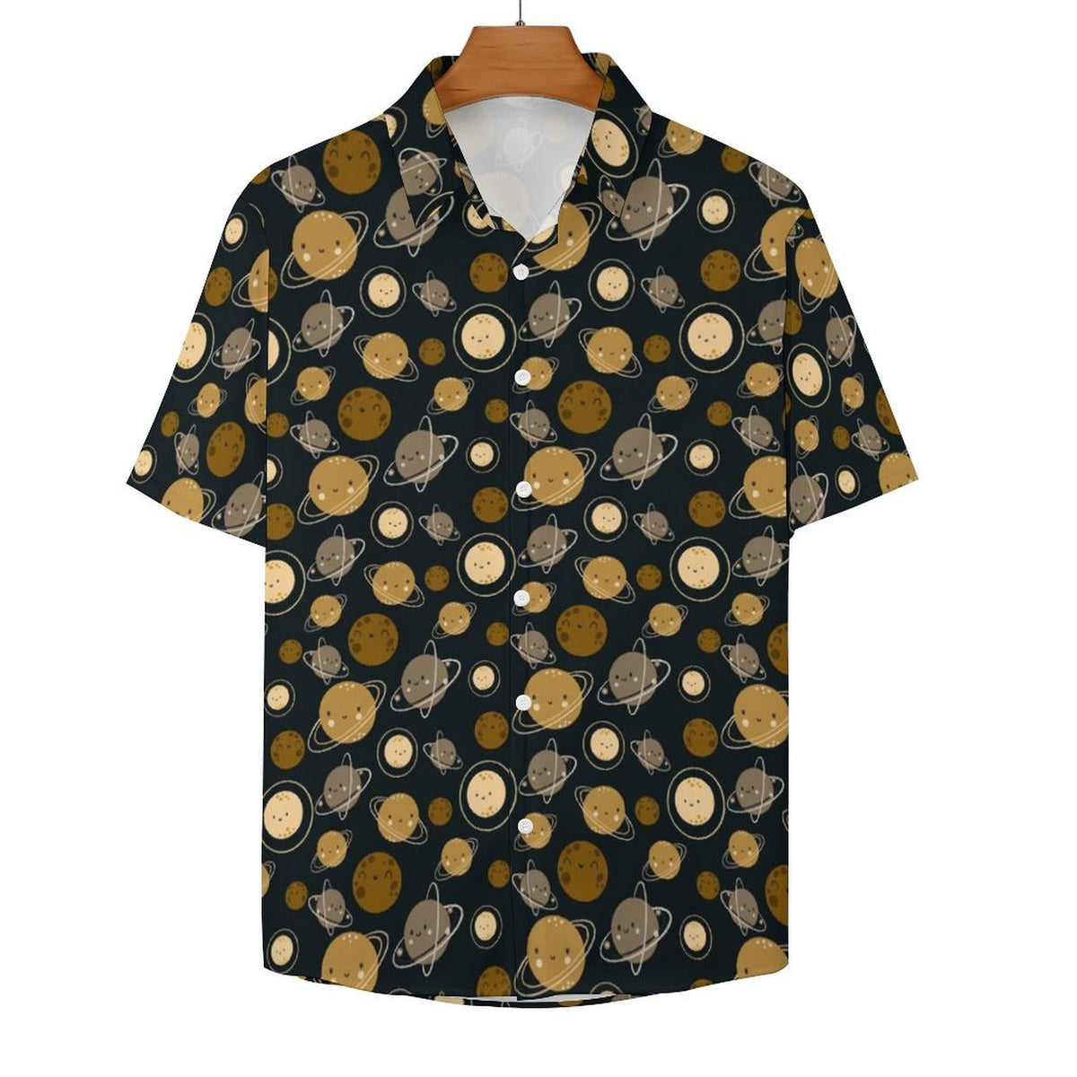 Planets Women's Collared Pocketless Short Sleeve Shirt