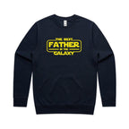 The Best Father In The Galaxy AS Colour Stencil Crew Unisex Navy Sweatshirt Dad Printed In Australia Space