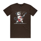 Cat Playing Guitar Men's AS Colour T-shirt Dark Chocolate Mens T-shirt animal Music Printed In Australia