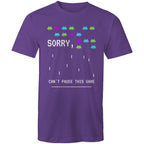 Sorry, Can't Pause This Game - Mens T-Shirt Purple Mens T-shirt Games Printed In Australia