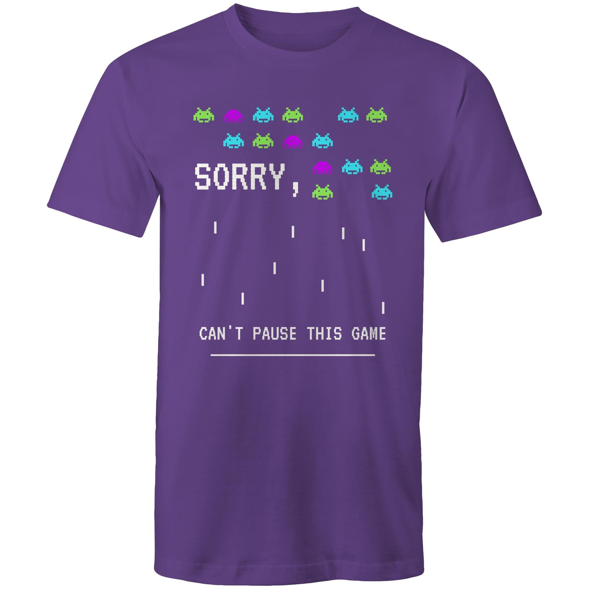Sorry, Can't Pause This Game - Mens T-Shirt Purple Mens T-shirt Games Printed In Australia
