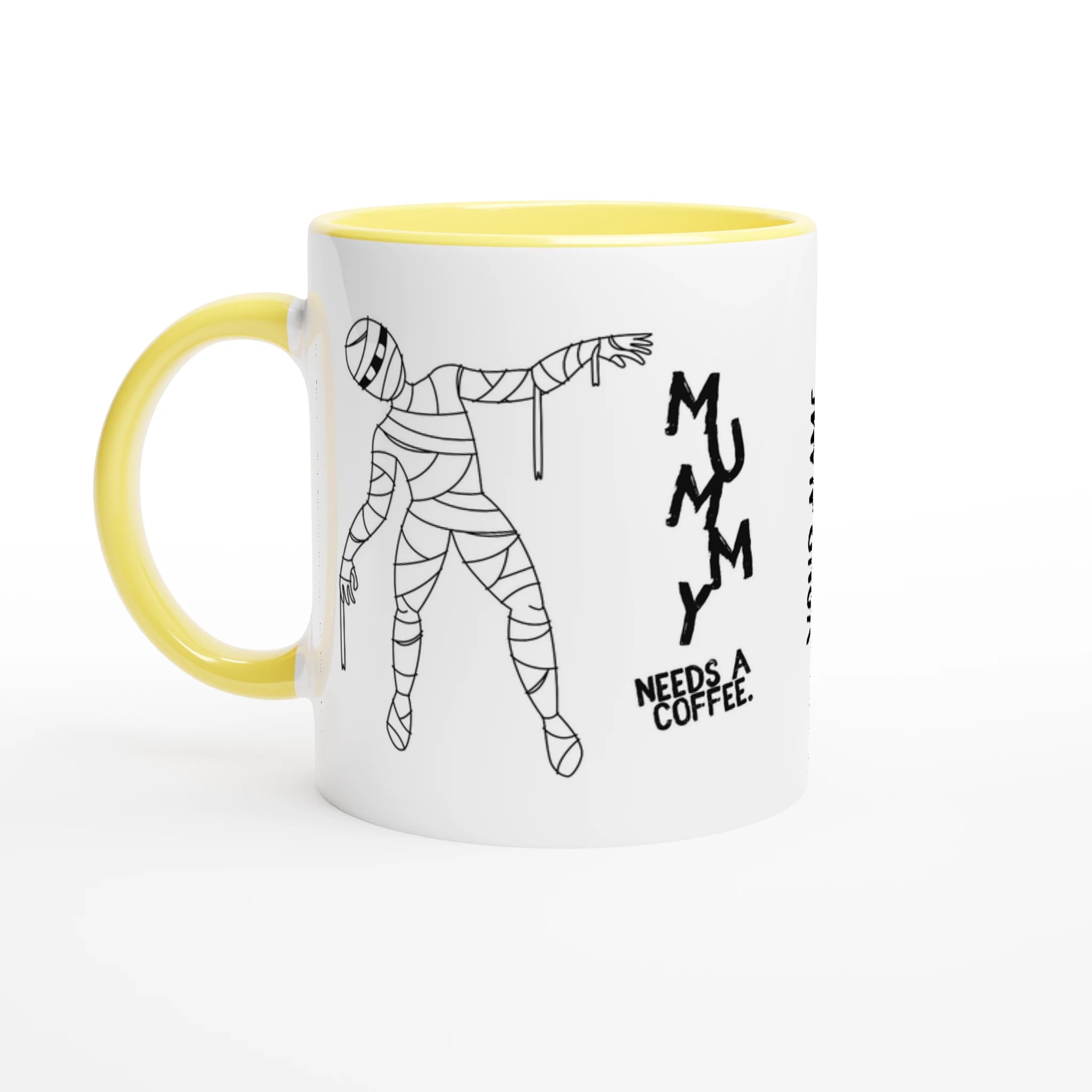 Personalised - Mummy Needs A Coffee - 11oz Ceramic Mug Ceramic Yellow Personalised 11oz Mug Globally Fulfilled Mum