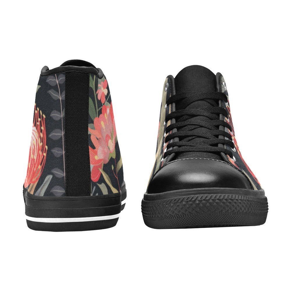 Australian Waratah Flower - Women's High Top Canvas Shoes