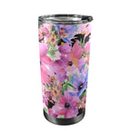Bright Pink Floral - 20oz Mobile Tumbler with Lid (Black Lock) One Size 20oz Travel Mug Printed Offshore