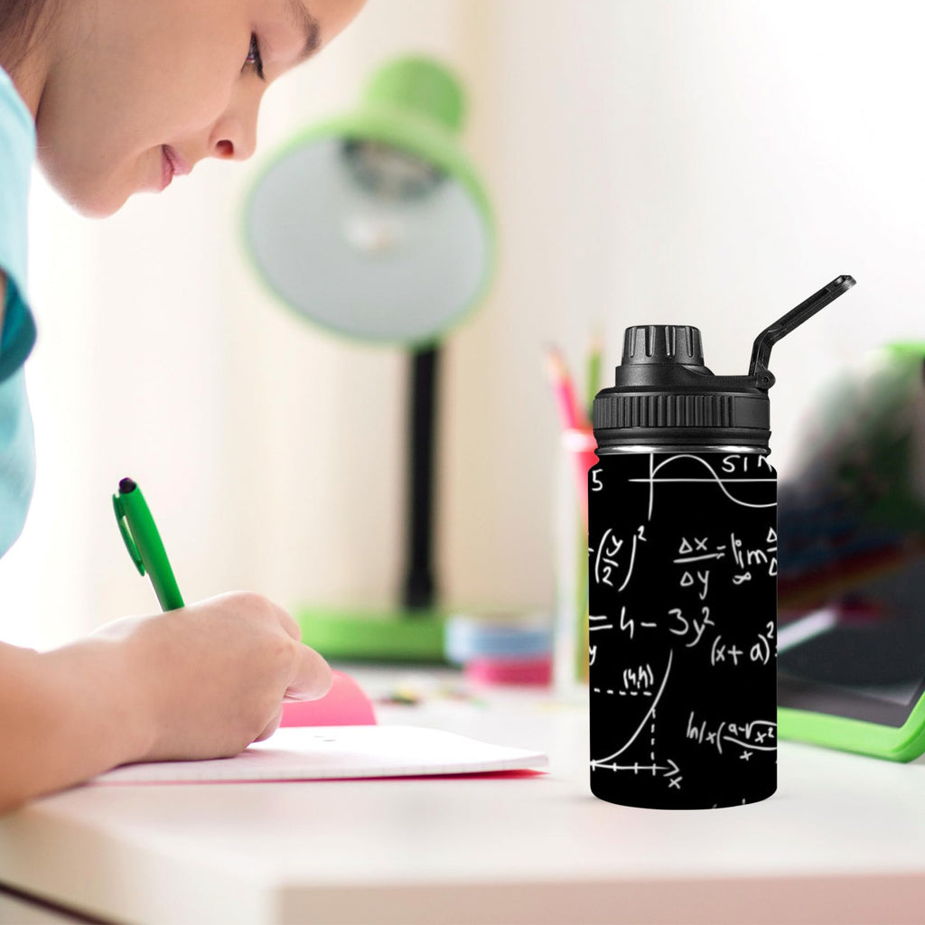 Equations Kids Water Bottle with Chug Lid (12 oz) Kids Water Bottle with Chug Lid Maths Printed Offshore Science