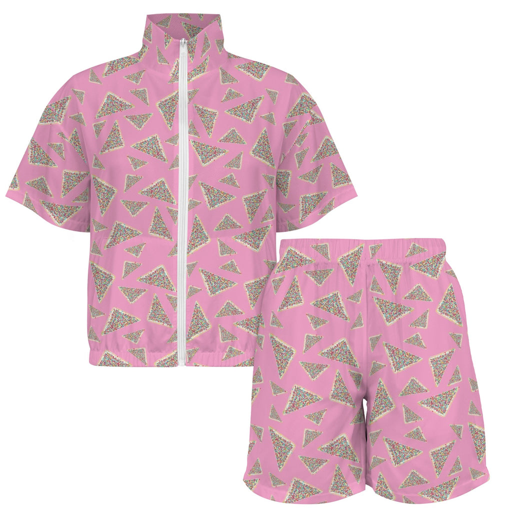 Fairy Bread Pink Women's Windbreaker Short Set Women's Windbreaker Short Set Food Printed Offshore