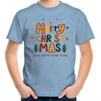 Merry Christmas And Happy New Year - Kids Youth T-Shirt Carolina Blue Kids Christmas T-shirt Christmas Printed In Australia