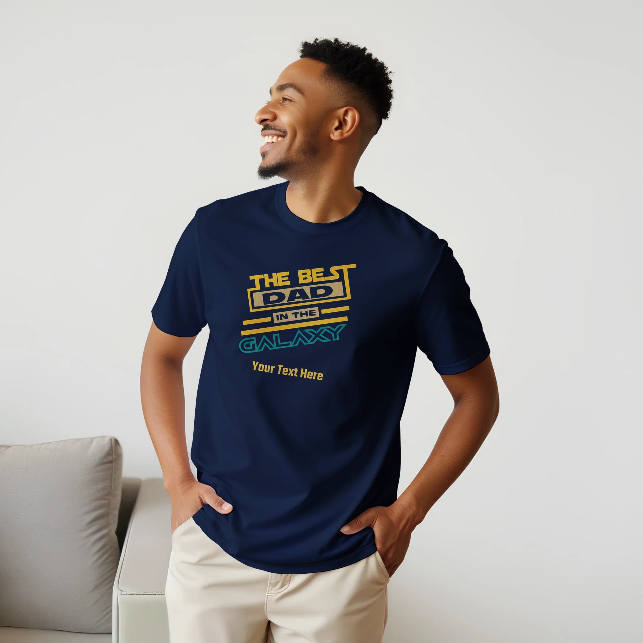 Personalised - The Best Dad In The Galaxy - Classic Unisex Crewneck T-shirt | Gildan® 64000 Personalised T-shirt Globally Fulfilled
