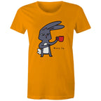 Rabbit Coffee, Wake Up - Womens T-shirt Orange Womens T-shirt animal Coffee Printed In Australia