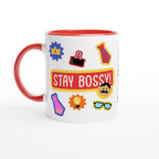 Personalised - Stay Bossy, Boss Mug - White 11oz Ceramic Mug with Colour Inside Personalised Mug Customise Funny Personalise
