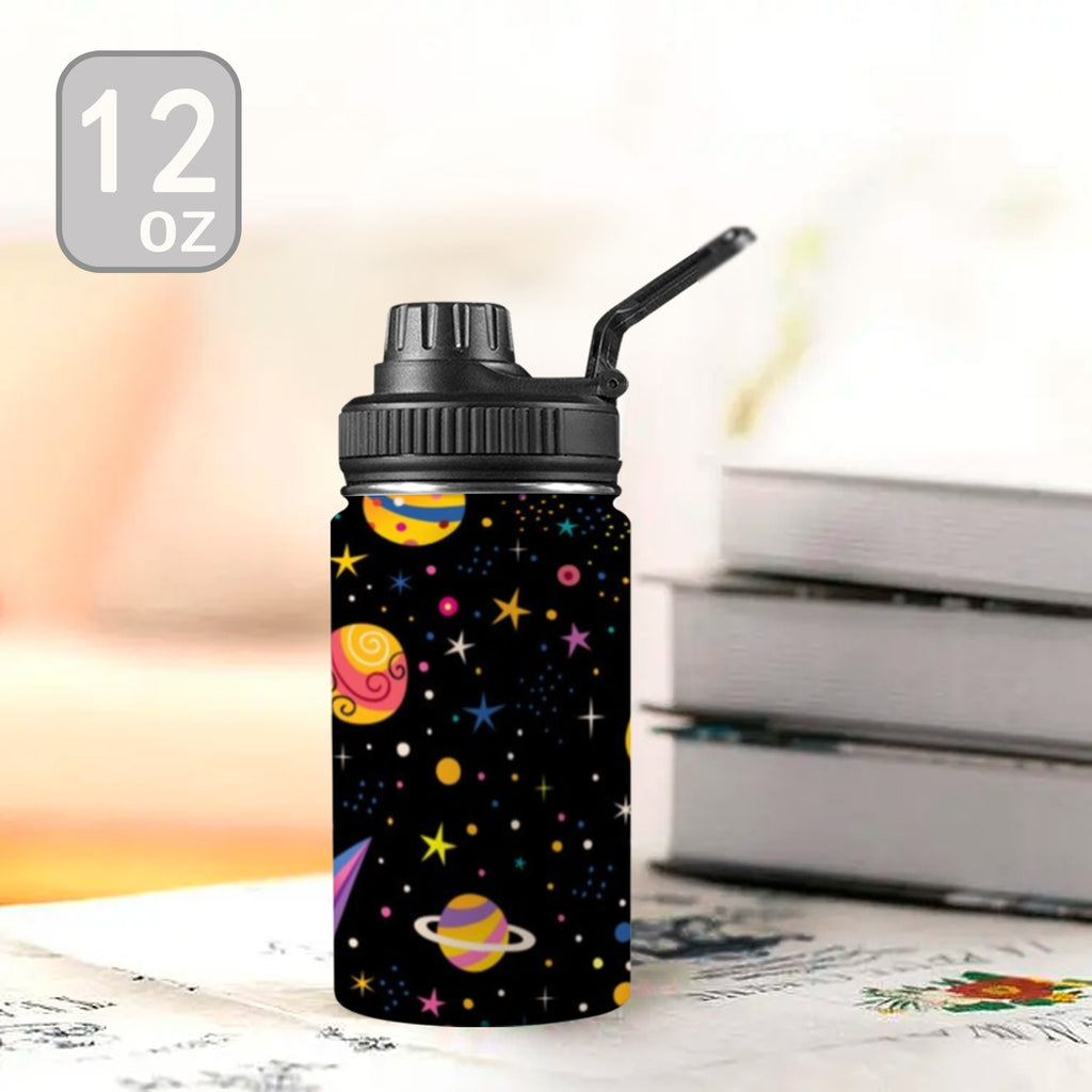Colourful Space Kids Water Bottle with Chug Lid (12 oz) Kids Water Bottle with Chug Lid Printed Offshore Space