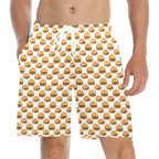 Hamburgers on White Men's Mid-Length Beach Shorts 5XL Men's Mid-Length Beach Shorts Food Printed Offshore
