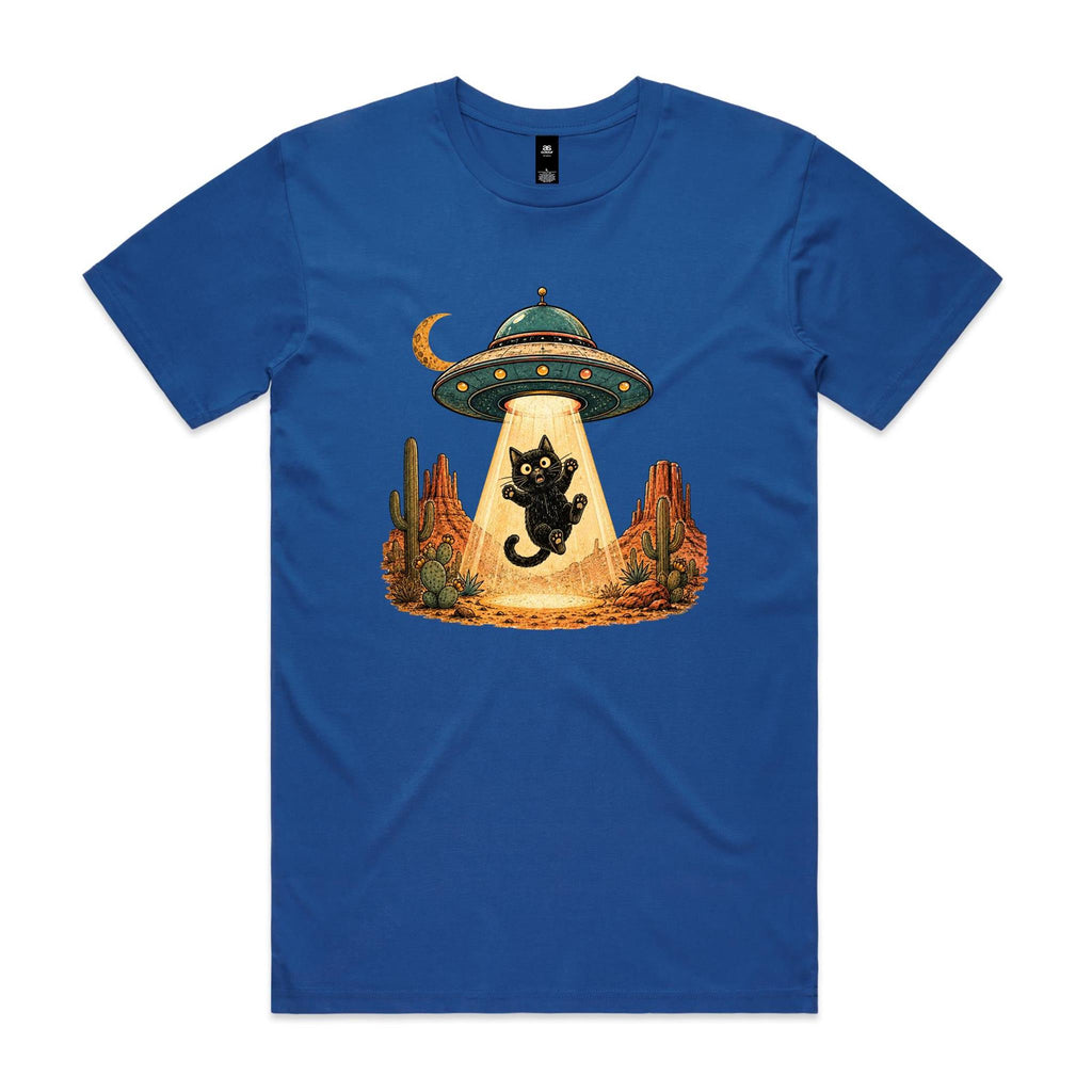 Black Cat Alien UFO Abduction Men's AS Colour T-shirt
