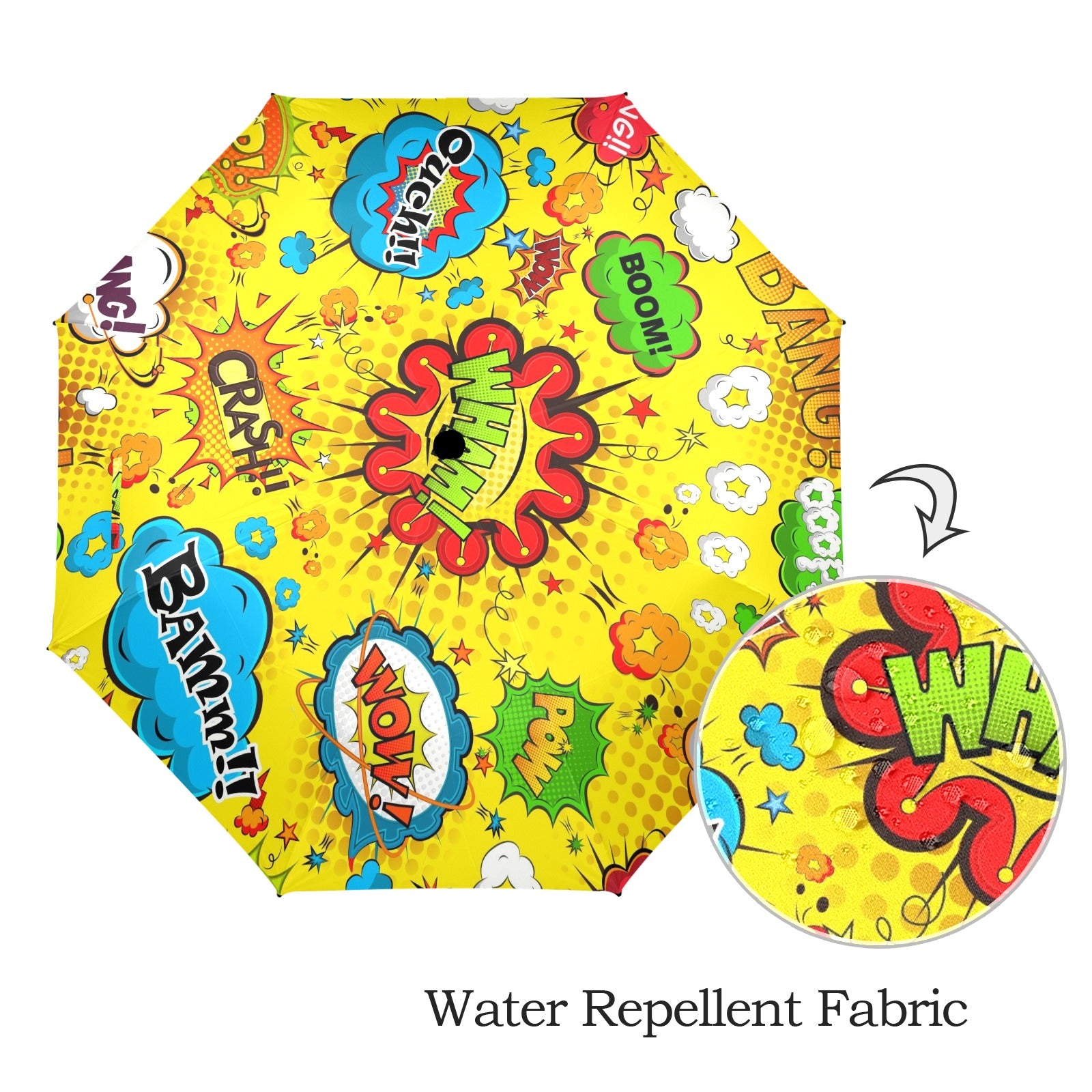 Comic Book Yellow - Semi-Automatic Foldable Umbrella (Model U12) Semi-Automatic Foldable Umbrella (U12)