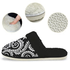 Black And White Swirl Men's Fur Trim Thick-Sole Indoor Slippers Men's Fur Trimmed Slippers Printed Offshore