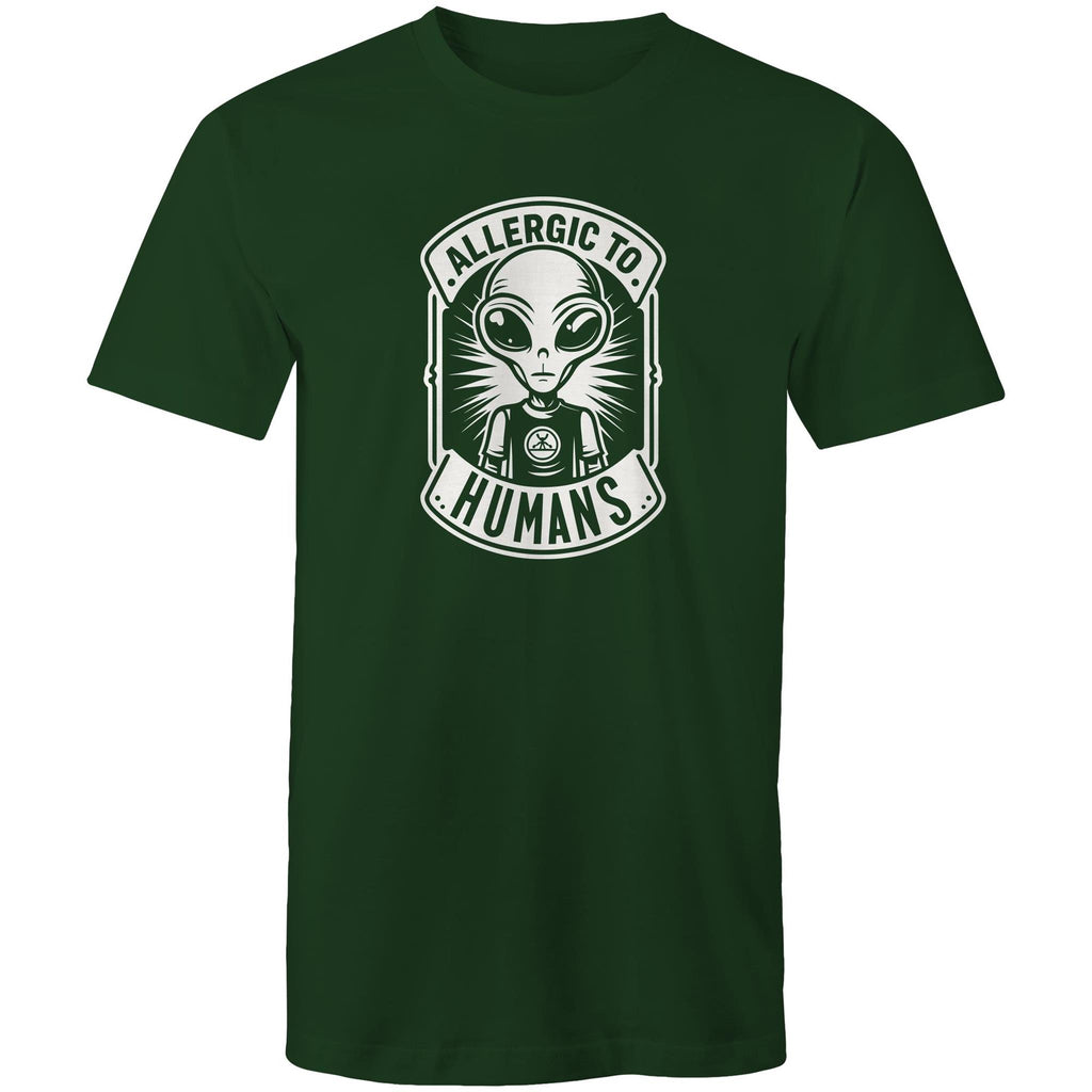 Alien, Allergic To Humans - Mens T-Shirt Forest Green Mens T-shirt Printed In Australia Sci Fi
