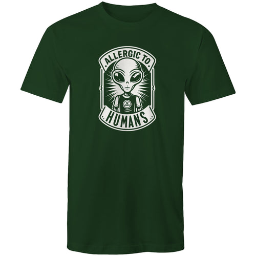 Alien, Allergic To Humans - Mens T-Shirt Forest Green Mens T-shirt Printed In Australia Sci Fi