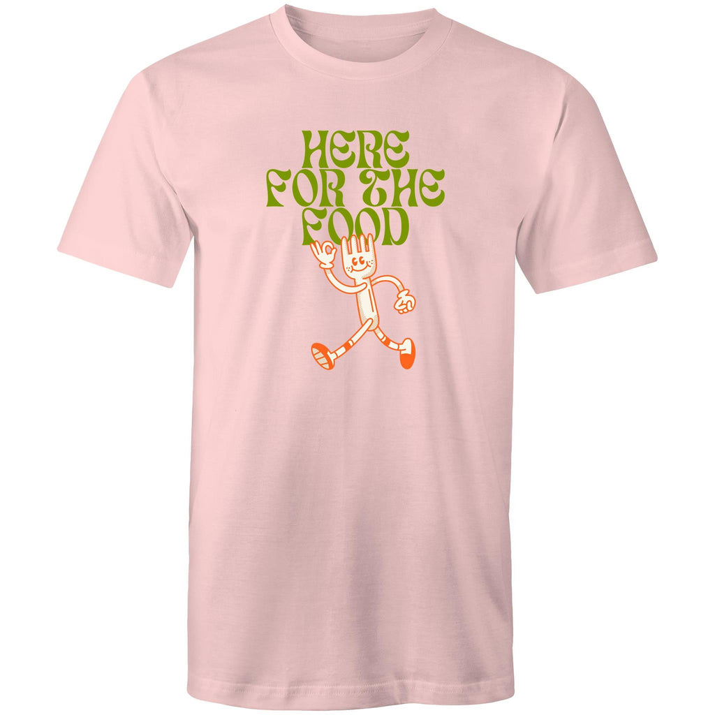 Here For The Food - Mens T-Shirt Pink Mens T-shirt Food Printed In Australia